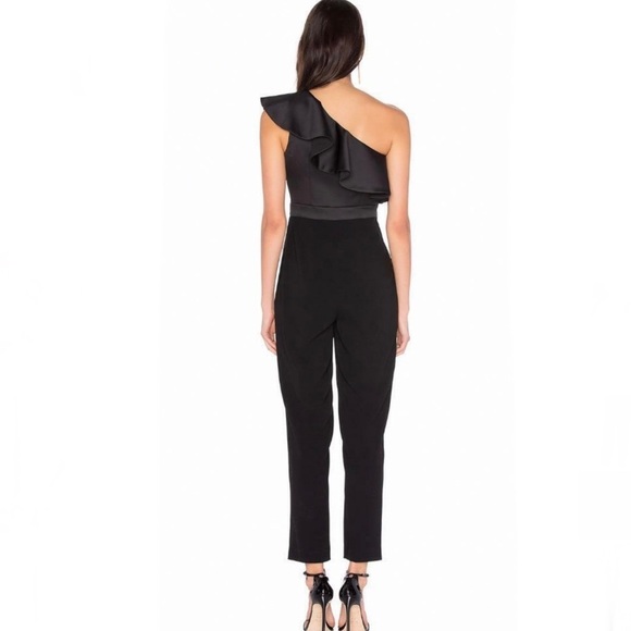 Cynthia Rowley Black Lancey One Shoulder Ruffle Jumpsuit - Picture 5 of 10